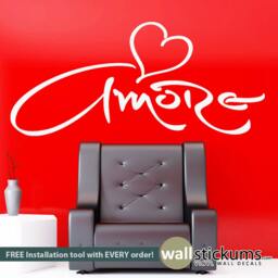 Amore Heart Wall Decal - Italian Love Quote Vinyl Sticker - thumbnail 3