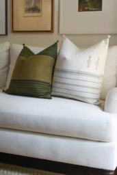 Sharad - Ivory Green Rust Pillow Cover With Poms - thumbnail 1