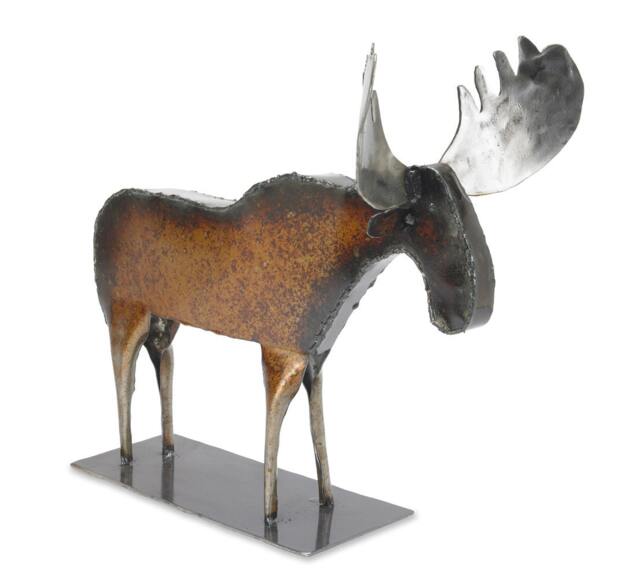 Tabletop Art Moose, Steel Freestanding Sculpture, Rust Metal Mantle - image 1