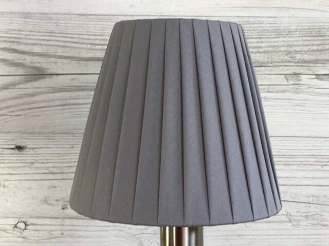 Grey Pleated Candle Lampshade, Clip On Chandelier Clip Shade, Candlestick Lampshades, Small On Wall Light - image 1