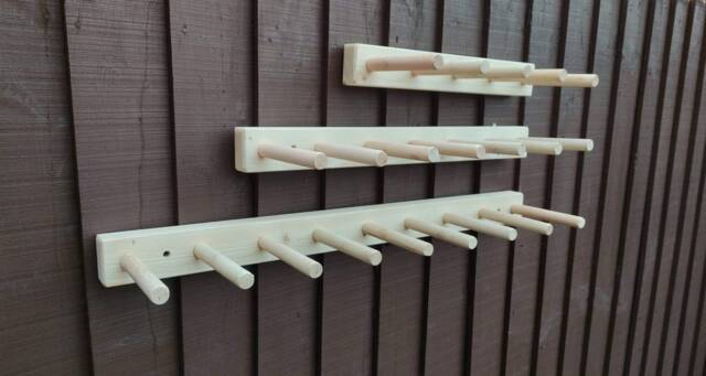 Welly Wellington Wellies Wooden Rack Boot Holder Wall Mounted Shoe Storage Entryway Porch Organiser - image 1