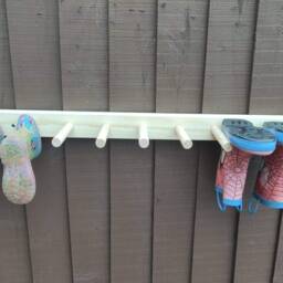 Welly Wellington Wellies Wooden Rack Boot Holder Wall Mounted Shoe Storage Entryway Porch Organiser - thumbnail 2