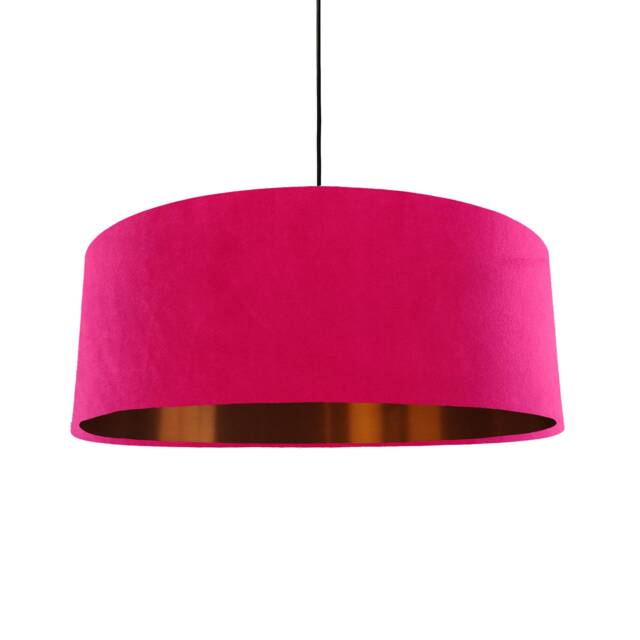 Extra Large Cerise Pink Velvet Lampshade With Copper Lining - image 1