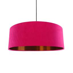 Extra Large Cerise Pink Velvet Lampshade With Copper Lining - thumbnail 1