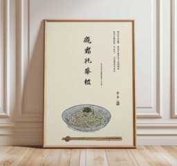 Japanese Ramen Wall Art Print, Asian Noodle Bowl Poster, Minimalist Kitchen Decor, Oriental Food Illustration Artwork - thumbnail 1