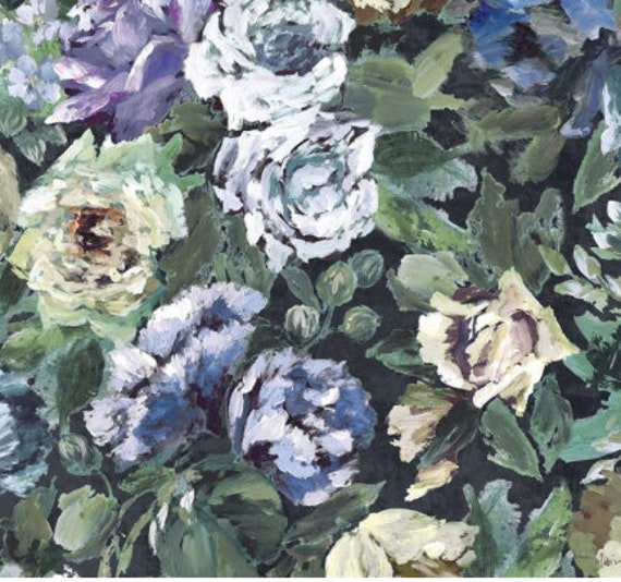 Decorative Pillow in Designers Guild Bloomsbury Rose Or Indigo, Stunning Floral Velvet - image 1