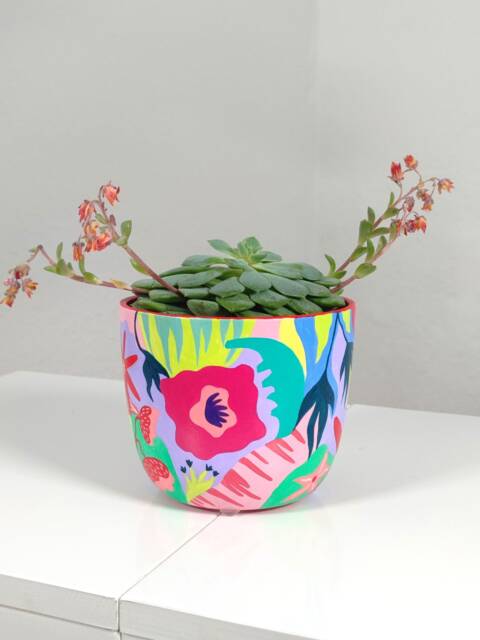 Ceramic Flower Pot, Plant Bowl Abstraction Houseplant Pot Ceramic Planter, Bowl, Stoneware Painted - image 1