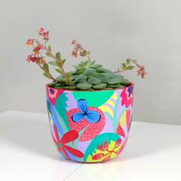 Ceramic Flower Pot, Plant Bowl Abstraction Houseplant Pot Ceramic Planter, Bowl, Stoneware Painted - thumbnail 3