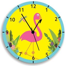 Pink Flamingo Wall Clock, Children Clock With Flamingo, Pattern Nursery Room Decor, Girls Wall Clock - thumbnail 1