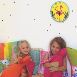 Pink Flamingo Wall Clock, Children Clock With Flamingo, Pattern Nursery Room Decor, Girls Wall Clock - thumbnail 2