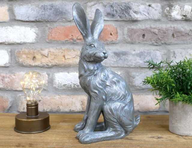 Sitting Rustic Silver Finished Rabbit - image 1