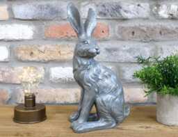 Sitting Rustic Silver Finished Rabbit