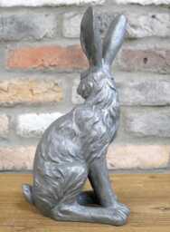 Sitting Rustic Silver Finished Rabbit - thumbnail 3