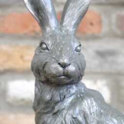 Sitting Rustic Silver Finished Rabbit - thumbnail 2