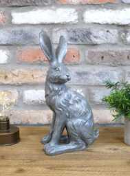 Sitting Rustic Silver Finished Rabbit - thumbnail 4