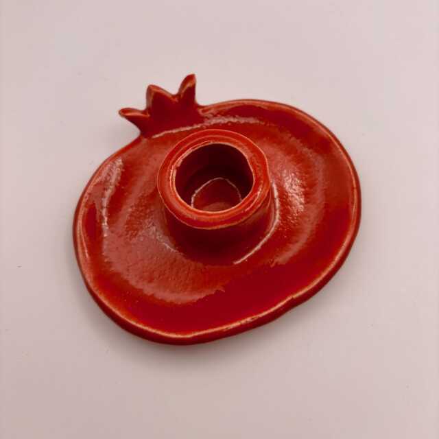 Handmade Red Stoneware Pomegranate Candle Holder, 9 ?? 8 cm - image 1