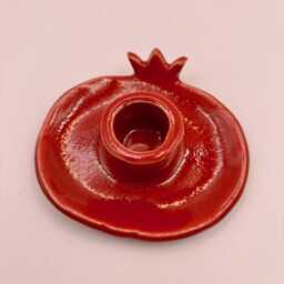 Handmade Red Stoneware Pomegranate Candle Holder, 9 ?? 8 cm - thumbnail 4