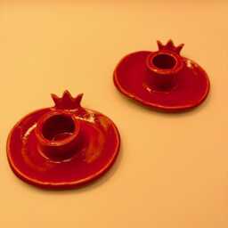 Handmade Red Stoneware Pomegranate Candle Holder, 9 ?? 8 cm - thumbnail 3