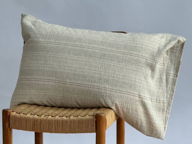 striped Neutral Pillow Case Hemp & Linen Blend, Farmhouse Boho Decor - image 1