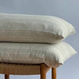 striped Neutral Pillow Case Hemp & Linen Blend, Farmhouse Boho Decor - thumbnail 2