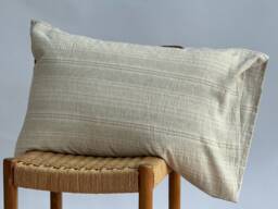 striped Neutral Pillow Case Hemp & Linen Blend, Farmhouse Boho Decor - thumbnail 1