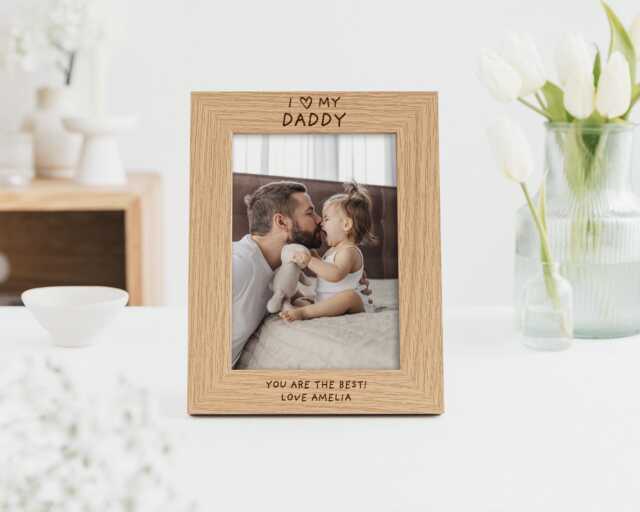 I Love My Daddy Christmas Gift - Photo Frame For Dad Dada Engraved Custom For 7x5 Or 6x4 Picture - image 1