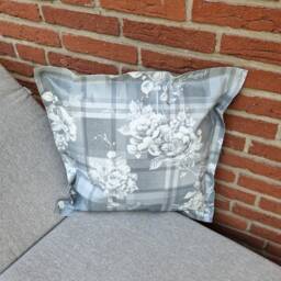 Outdoor/Oilcloth Cushion - Grey With Floral Vines - in Three Different Sizes - thumbnail 2