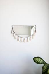 The Kiesa - Half Circle Mirror With Tassels Stained Glass Minimal Mirror Wall Decor