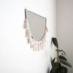 The Kiesa - Half Circle Mirror With Tassels Stained Glass Minimal Mirror Wall Decor - thumbnail 3