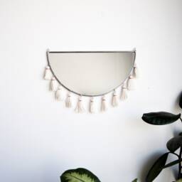 The Kiesa - Half Circle Mirror With Tassels Stained Glass Minimal Mirror Wall Decor - thumbnail 2