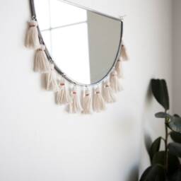 The Kiesa - Half Circle Mirror With Tassels Stained Glass Minimal Mirror Wall Decor - thumbnail 4