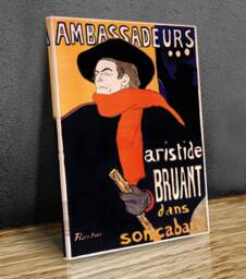 Toulouse Lautrec, Ambassadeurs - Aristide Bruant, Wall Art, Hangins , Home Decor, Canvas Print Art Framed - thumbnail 1