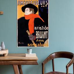 Toulouse Lautrec, Ambassadeurs - Aristide Bruant, Wall Art, Hangins , Home Decor, Canvas Print Art Framed - thumbnail 3