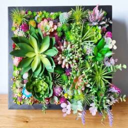 Faux Succulent 3D Wall Art Vibrant Wood Framed Botanical Decor For Home Or Business - thumbnail 2