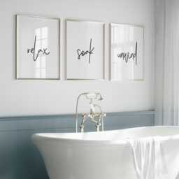 Bathroom Prints, Relax Soak Unwind, Set Of 3, Wall Art, Decor, Home & Unwind - thumbnail 2