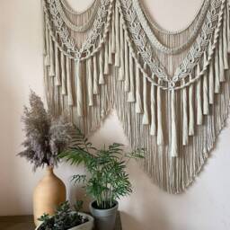 Macrame Wall Hanging, Tapestry Large Wedding Backdrop, On Driftwood, Woven Hangers - thumbnail 3