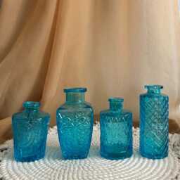 Turquoise Glass Bud Vases - Vintage-Inspired Mini Bottles - thumbnail 3
