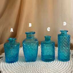 Turquoise Glass Bud Vases - Vintage-Inspired Mini Bottles - thumbnail 2