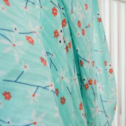 Teal Floral Gauze Swaddle Blanket, Baby Shower Gift, Girl Flower Lightweight For Newborns, Coral Flowers - thumbnail 2
