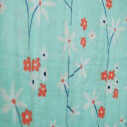 Teal Floral Gauze Swaddle Blanket, Baby Shower Gift, Girl Flower Lightweight For Newborns, Coral Flowers - thumbnail 3