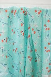 Teal Floral Gauze Swaddle Blanket, Baby Shower Gift, Girl Flower Lightweight For Newborns, Coral Flowers - thumbnail 1