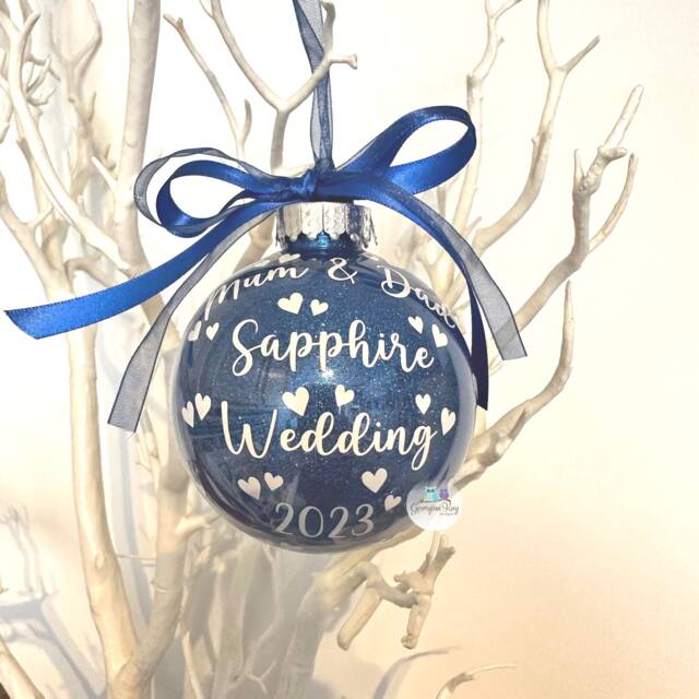 65Th Sapphire Wedding Anniversary Gift, Ornament Christmas Bauble, 65 Years - image 1