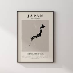 Japan Map Vintage Abstract Wall Art Print Picasso + Matisse Inspired Travel Poster - thumbnail 1