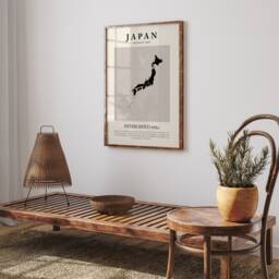 Japan Map Vintage Abstract Wall Art Print Picasso + Matisse Inspired Travel Poster - thumbnail 3