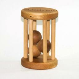 Personalized Wooden Baby Rattle Handmade Cherry & Maple Toy - thumbnail 3