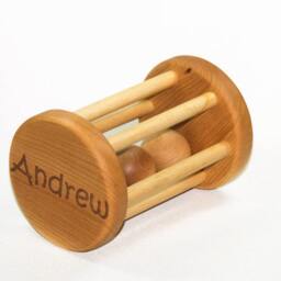 Personalized Wooden Baby Rattle Handmade Cherry & Maple Toy - thumbnail 2