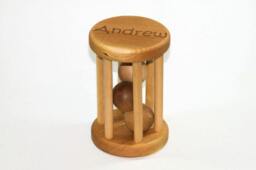 Personalized Wooden Baby Rattle Handmade Cherry & Maple Toy - thumbnail 1