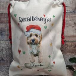 Personalised Dog Christmas Sack, Stocking, Treat Bag - thumbnail 3