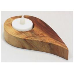 Hand Made Wooden Tear Drop Shape Tea Light Holder Friendship Gift - thumbnail 1
