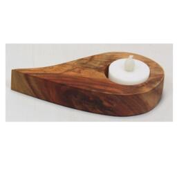 Hand Made Wooden Tear Drop Shape Tea Light Holder Friendship Gift - thumbnail 2
